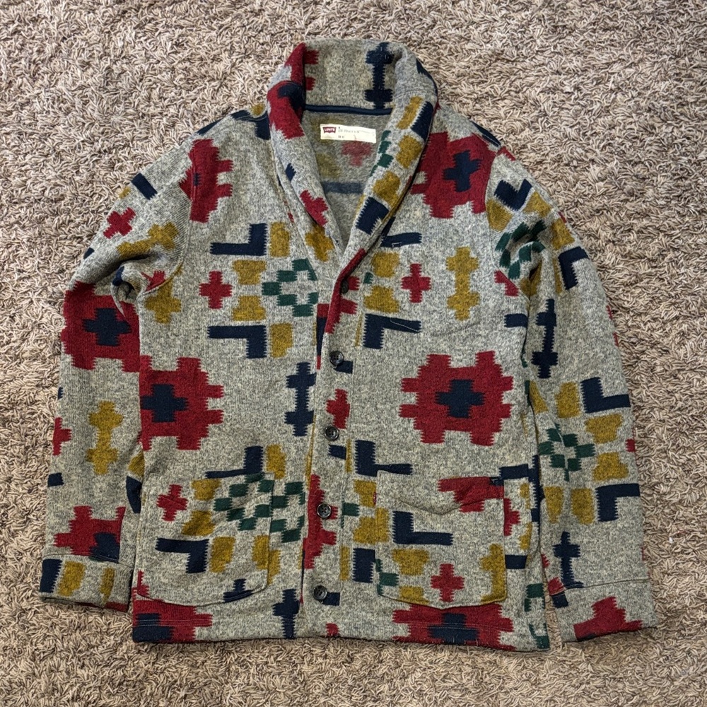 Men's Geometric Shawl Collar Cardigan
